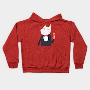 Cheers Cat with Glass of Sparkling Wine Kids Hoodie